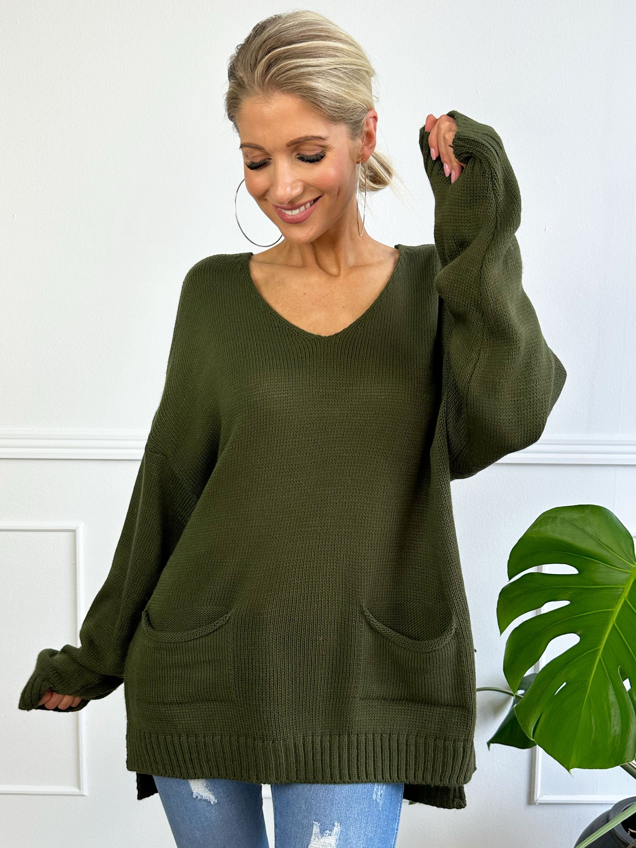 Shaima - Simpel oversized tröja med fickor